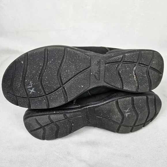 Clarks Suede Leather Roswell Ankle Boot Black Size 11 - Picture 8 of 9